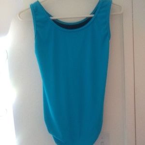 A light blue  1 piece bathing suit